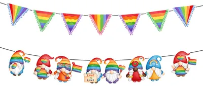 Regenbogen-Wimpelkette LGBTQ Pride Banner, Hand in Hand Wichtel