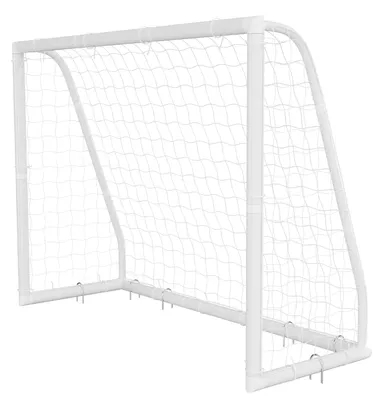 Zdjęcie produktu dla Brama piłkarska SucceBuy o wymiarach 244 x 182 cm, przenośna, wykonana z PVC, przeznaczona do użytku na zewnątrz, z siatką wykonaną z PE, idealna do ogrodów, parków i szkół. Jest odporna na warunki atmosferyczne, zawiera kotwy do mocowania w ziemi, celownik oraz torbę Oxford 600D. Jest stabilna nawet przy prędkościach przekraczających 110 km/h