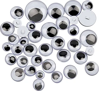 Produktbild von Wackelaugen, D: 8-20 mm, zum Aufnähen, 250sort.