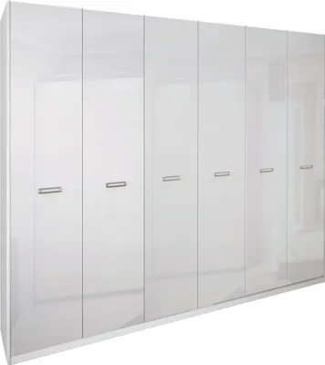 Produktbild von 6‑türiger Kleiderschrank Weiß Hochglanz – 2720 × 2250 × 550 mm