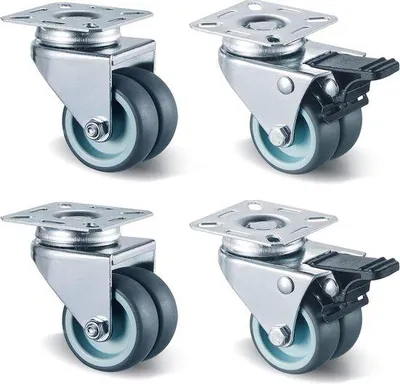 Obrázek produktu pro Přepravní vozík s dvojitými kolečky 50 mm – 4 ks pro nábytek do 400 kg – pro vysoké zatížení – tichý – otočný o 360 stupňů – těžká přepravní kolečka