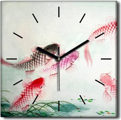 Produktbild von Coloray Uhr auf Leinwand 30x30 cm Wand Uhr Dekoration Wohnzimmer Segeltuch schwarze Hände -China Fischkarpfen Tier