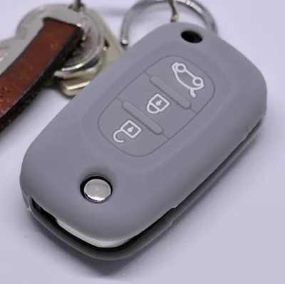 Produktbild von Auto Schlüssel Silikon Schutz Hülle Grau kompatibel mit Renault Twingo Clio Smart Forfour 3 Tasten Klappschlüssel