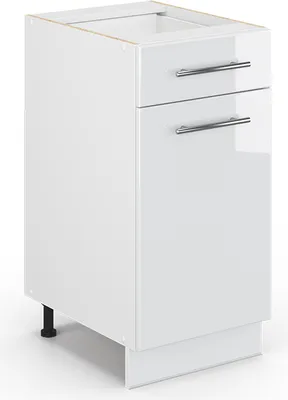 Produktbild von Vicco Küchenunterschrank Fame-Line, 40 cm ohne Arbeitsplatte, Weiß Hochglanz/Weiß