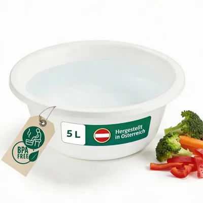Zdjęcie produktu dla Miska kuchenna okrągła 32 cm - Plastikowa - Biała - Do zmywania i prania