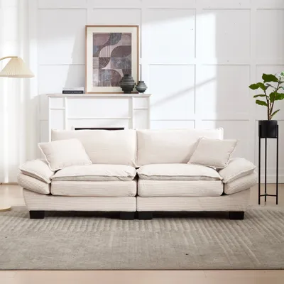 Produktbild von Odikalo 2-Sitzer Doppelsofa Federbett Schlafsofa Loungesofa Sessel Wohnzimmer Weiß