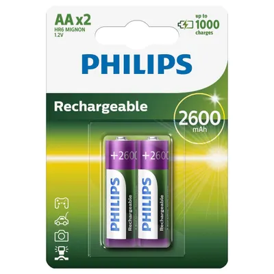 Produktbild von Philips Wiederaufladbare AA-Batterien - 2600mAh - 2 Stück
