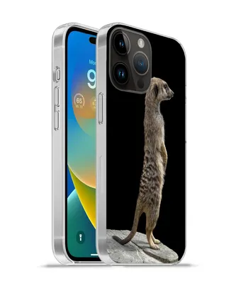 Produktbild von MuchoWow® Handyhülle Schutzhülle Hülle für Apple iPhone 14 Pro - Softcase Erdmännchen - Wilde Tiere - Schwarz Silikon Softcase Handy Hülle - Umschlag
