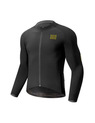 Produktbild von ROCKBROS Fahrradtrikot Herren Langarm Thermo Radtrikot mit Fleece, winddicht für Rennrad MTB Herbst Winter Schwarz EU Größe M