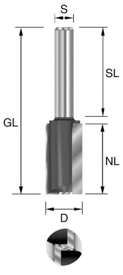Produktbild von BRÜCK HW-Nutfräser m. Grundschneide Z2 D=16mm,NL=30mm,GL=90mm,S=8x58mm | 2251603003