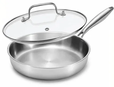 Bratpfanne 28 cm mit Deckel, 3 mm, unbeschichtet, induktionsgeeignet