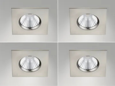 Produktbild von LED Einbaustrahler Decke 4er Set eckig Silber matt 5,5W - Deckenleuchten IP65