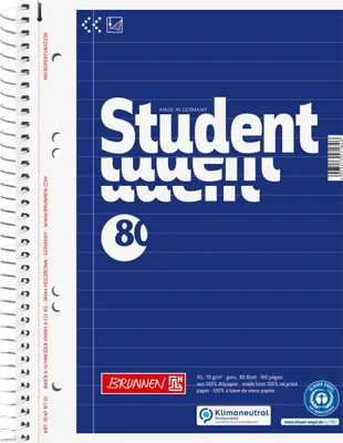 Immagine prodotto di Collegeblock Student A5 70g/mq 80 fogli RC foderati