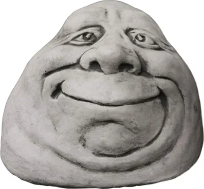 Immagine prodotto di Statuetta in pietra con faccia sorridente in pietra fusa per il giardino, resistente al gelo e alle intemperie, alta 14 cm, DE-540