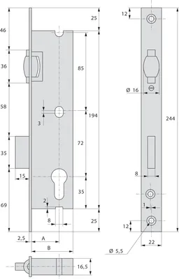 Image de Serrure 1 point cylindre pêne dormant à rouleau 41mm - STREMLER - 2264.41.0