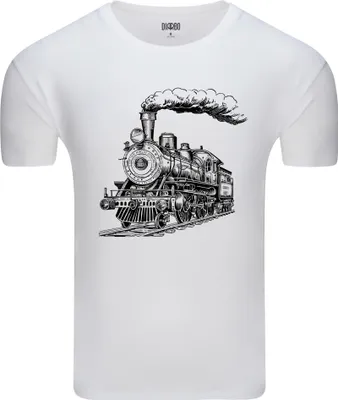 Produktbild von Diarbo Herren T-Shirt mit Eisenbahn Druck Dampflokomotive Weiß Gr.XXL