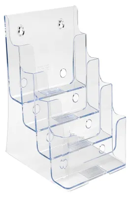 Produktbild von Prospekthalter in Hochformat, DIN A5, 4-stufig, glasklar, für Tisch oder Wand