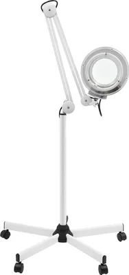 Produktbild von LED Lupenlampe - Standlupe mit 5 Rollen - 8 Dioptrien - Verstellbarer Schwenkarm - Für Kosmetikstudio - Weiß