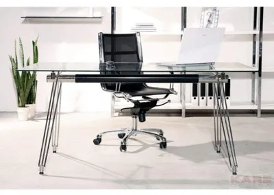 Schreibtisch, Glasplatte, Stahlrohrgestell, ausziehbar, 115x68x71 cm