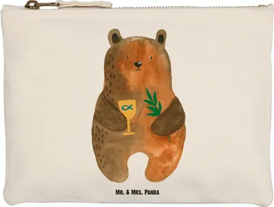 Produktbild von Mr. & Mrs. Panda Etui Bär Konfirmation Größe M - Weiß - Geschenk, Schminktäschchen, kosmetiktäschchen, Teddy, Pouch, Schlampermäppchen, Kosmetiktasche, pencil case