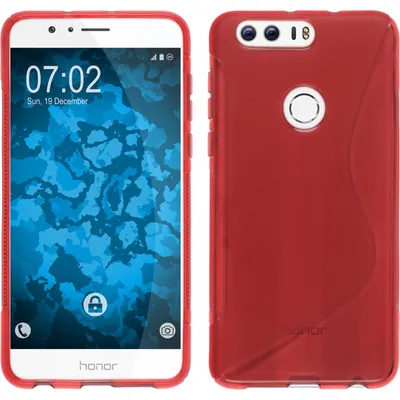 Produktbild von PhoneNatic Case kompatibel mit Huawei Honor 8 - rot Silikon Hülle S-Style + 2 Schutzfolien