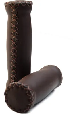Obrázok produktu pre Kožené rukoväte - Imitácia kože - tmavohnedé s prešívaním