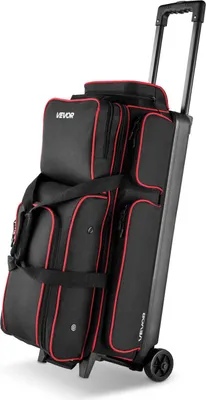 Image de VEVOR Sac de Bowling à Roulettes, Valise de Transport pour Bowling Capacité 3 Boules, avec Compartiment pour Chaussures, Poche pour Accessoires Surdimensionnée et Poignée Rétractable Extensible