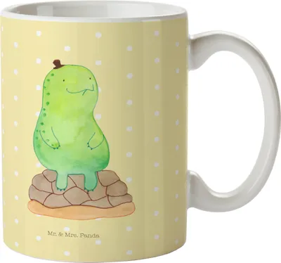 Produktbild von Mr. & Mrs. Panda Trinklernbecher Schildkröte Pause - Gelb Pastell - Geschenk, Kindergarten Becher, Kindertasse, Achtsam, Achtsamkeit, Plastikbecher, Entspannen, Pott