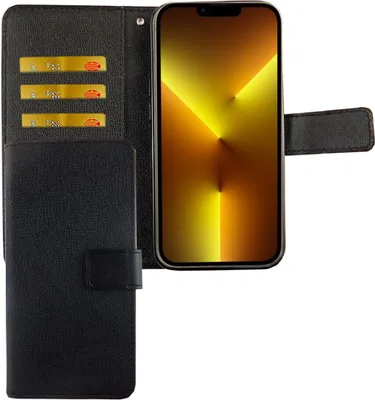 Produktbild von Apple iPhone 13 Pro Max Tasche Handy Hülle Schutz-Cover Flip-Case mit Kartenfach, Farbe:Onyx Schwarz