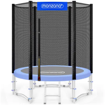 Produktbild von MONZANA® Netz Sicherheitsnetz Trampolin Ø 183 inkl. Karabinerhaken UV-beständig Außenbefestigung optimaler Schutz - Trampolinnetz Trampolinschutz