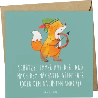 Produktbild von Mr. & Mrs. Panda Grußkarte Abenteuer Schütze - Meeresbrise - Geschenk, anlasskarte, Lebensfreude, Abenteuerlust, faltkarte, doppelkarte, Sternzeichen, Glückwunschkarte