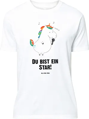 Produktbild von Mr. & Mrs. Panda Größe XL T-Shirt Einhorn Sänger - Weiß - Geschenk, Geburtstag, Freundin, Unicorn, mit Spruch, Konfetti, Einhörner, Sängerin, Shirt, Tshirt
