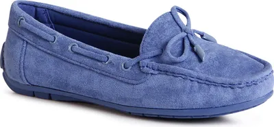 Produktbild von topschuhe24 2963 Damen Velours Mokassins Komfort Slipper Schleife, Farbe:Blau, Größe:37 EU