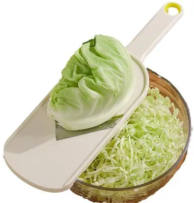 Obrázok produktu pre Ručná mandolína – nože z liateho železa v tvare V so štetinkami na čistenie, ergonomická rukoväť, ľahko sa čistí, vhodná do kuchyne. Krája zeleninu, ovocie, syr a dokonca aj chipsy (biela)