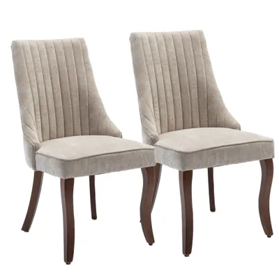 Produktbild von Esszimmerstuhl Chenille 2er-Set Küchenstuhl, 4 Holzfüße mit Verstellbaren Fußpads