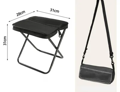 Produktbild von Tragbarer Faltbarer Rucksackhocker für Camping, kleine Klapphocker für Erwachsene, leichte Mini-Taschen-Klapp-Teleskopstühle für Angeln, Reisen, Wandern, Garten（Schwarz (Groß)）