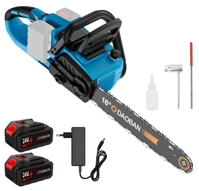 Obrázok produktu pre Akumulátorová reťazová píla – Kompaktná elektrická reťazová píla – Bezkomutátorový motor – 3500 W – 40,6 cm pílový reťaz – 2 batérie – Na rezanie dreva a spracovanie dreva