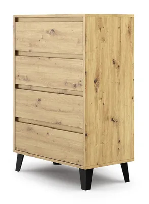Produktbild von Topeshop SCANDI 4S ARTISAN, Schwarz, Eiche, 4 Schublade(n), Partikelbord, Modern, Schwarz, 700 mm