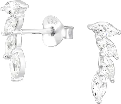 Produktbild von Ohrringe Ohrstecker 925 Sterling Silber Blätter mit Zirkonia