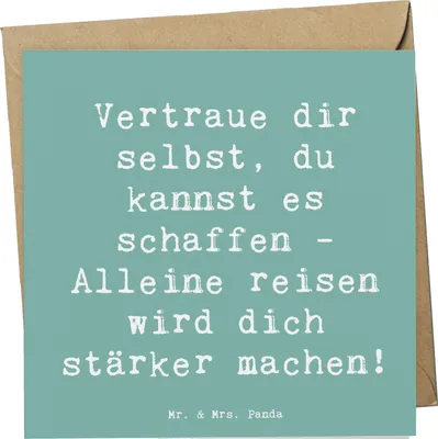 Produktbild von Mr. & Mrs. Panda Grußkarte Spruch Alleine Reisen unternehmen - Meeresbrise - Geschenk, Trost, Selbstentfaltung, Mut, Abenteuer, Zuversicht, faltkarte, doppelkarte