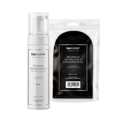 Immagine prodotto di TanExpert Dark Topaz mousse autoabbronzante 200 ml con guanto, abbronzatura intensa dal tono freddo senza striature