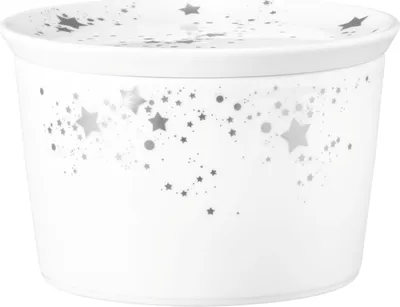 Immagine prodotto di Seltmann Weiden Schale 5296 mit Deckel Liberty Silver Stars, Schüssel, Porzellan, Silberfarben, 14 x 9 cm, 001.774718