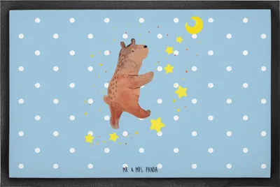Produktbild von Mr. & Mrs. Panda fußmatte Bär Träume 60 x 90 cm - Blau Pastell - Geschenk, Traum, Fußabtreter, Träumen, Teddy, Gummimatte, Traumdeutung, Schmutzmatte, Bodenvorleger