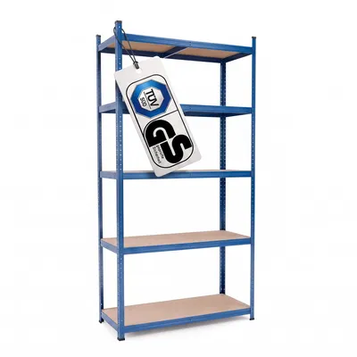 Produktbild von Steckregal Werkstattregal 1800x900x400 mm, 5 Ebenen, Farbe blau, Traglast gesamt 875 kg, Kellerregal Schwerlastregal Metallregal Lagerregal