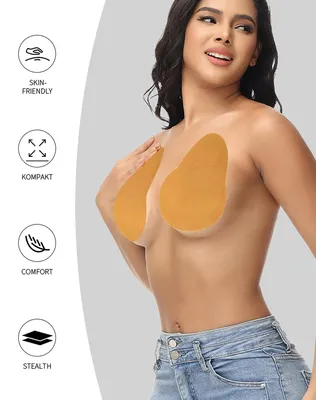 Imagen del producto de Sujetador tipo "push-up" para pechos grandes, color beige, tallas E-F, invisible bajo la ropa