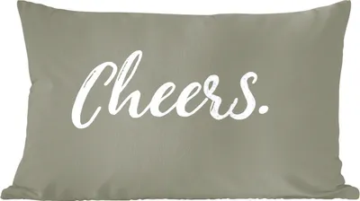Produktbild von MuchoWow® Zierkissen Sofakissen Wohnzimmer Dekokissen 60x40 cm Zitate - Prost - Sprichwörter - Trinken - Kopfkissen - Polster mit Foto