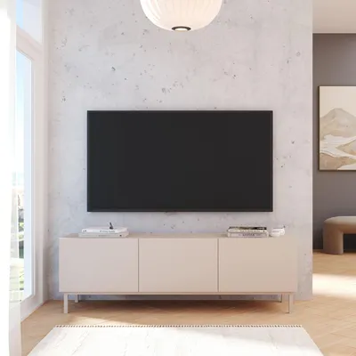 Obrázok produktu pre Skye Decor, kvalitný televízny stojan (s rodičovským zámkom) – farba piesku, 150 cm, 100% melamín
