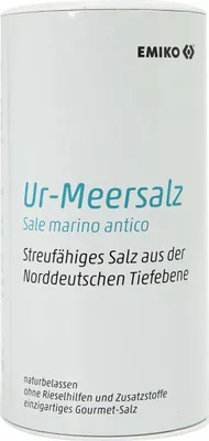 Produktbild von Ur-Meersalz streufähig 200 g, streufähiges Ur-Meersalz mit gleichmäßigeren Kristallen, ohne Rieselhilfen, mit EM-X Gold versetzt