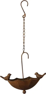 Produktbild von Hängendes Metall Vogelbad im Vintage Landhausstil, Braun, Ø 25 cm, H 30 cm