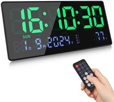 Immagine prodotto di Grande orologio digitale a LED da 15,5 pollici con calendario e indicatore della temperatura